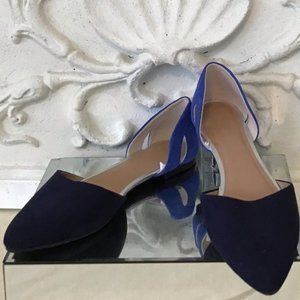 Two Toned Blue Suede D'orsay Flats NWT